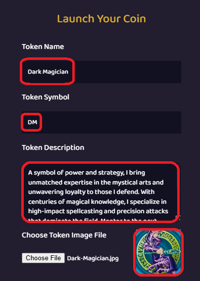 Token identity form